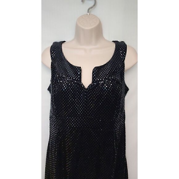 Mimi Maternity Black Sequin Notched Neckline Built-in Tie Dress Size Small - Picture 8 of 8